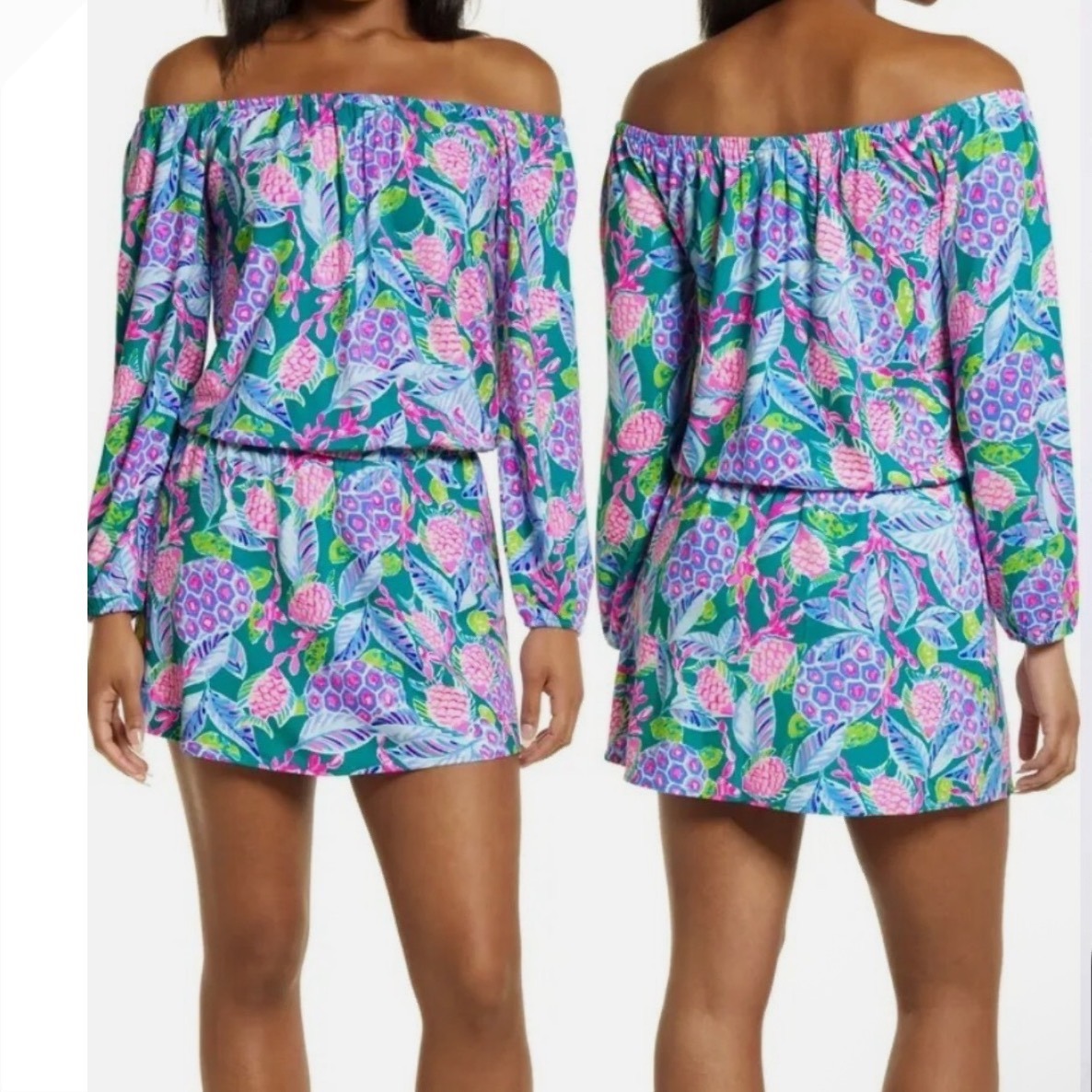 Lilly Pulitzer Lana Skort Romper Dress Maldives Green Turtle Wave Size Large